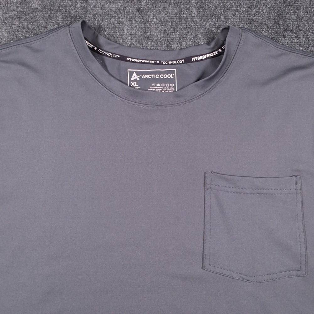 Arctic Cool T-Shirt Mens XL Gray Pocket Crew Neck Moisture Wicking READ